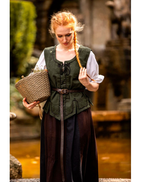 Medieval vest woman model Selma, green Medieval vest woman model Selma, green