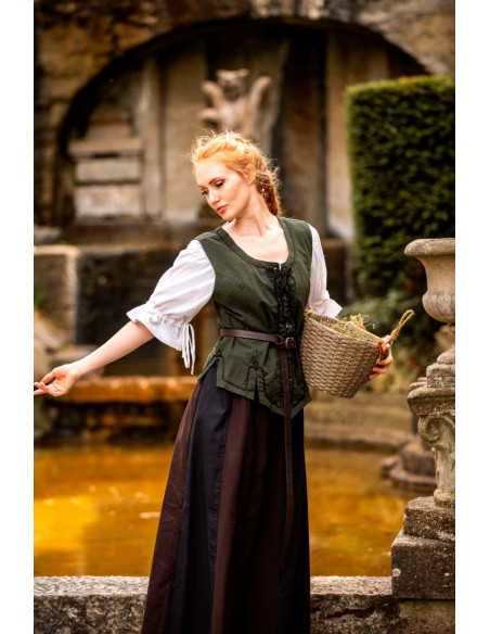 Medieval vest woman model Selma, green Medieval vest woman model Selma, green