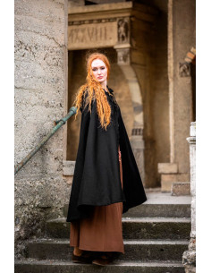 Short medieval cape for lady, Marie model, black color