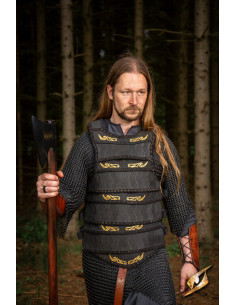 Celtic lamellar armor in suede leather, black 2