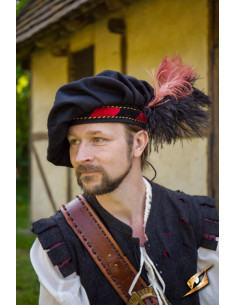 Medieval minstrel Parlota in wool, black-red