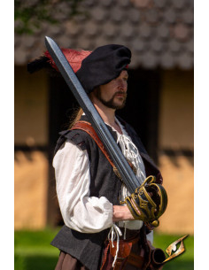 Medieval minstrel Parlota in wool, black-red 2