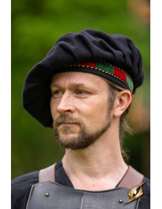 Medieval minstrel Parlota in wool, black-red-green