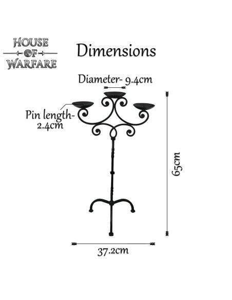 Hand forged medieval castle candelabra