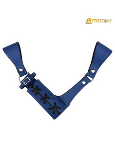 Medieval adventurer's leather baldric, blue color