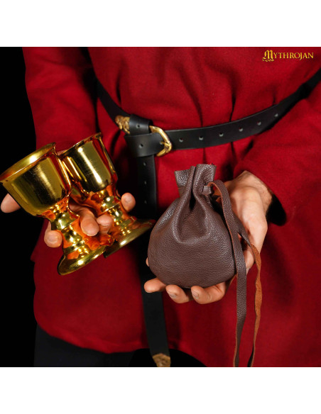 Medieval leather begging bag, LARP Medieval leather begging bag, LARP