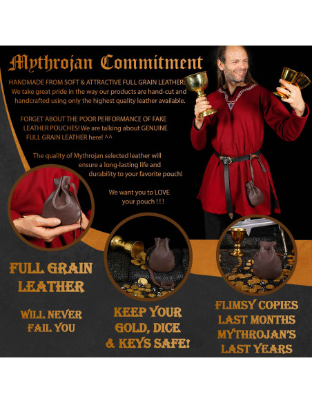 Medieval leather begging bag, LARP Medieval leather begging bag, LARP