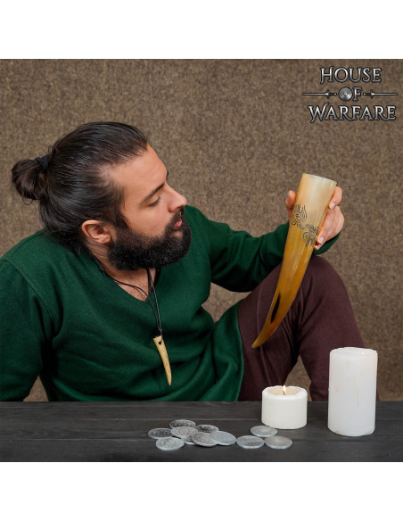 Natural drinking horn Odin's Ravens...