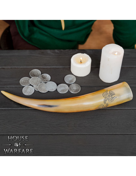 Natural drinking horn Odin's Ravens...