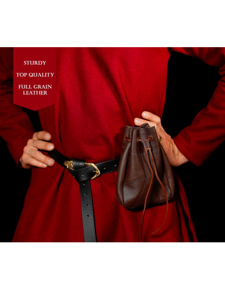 Medieval brown horn belt bag (21.5 cm.)