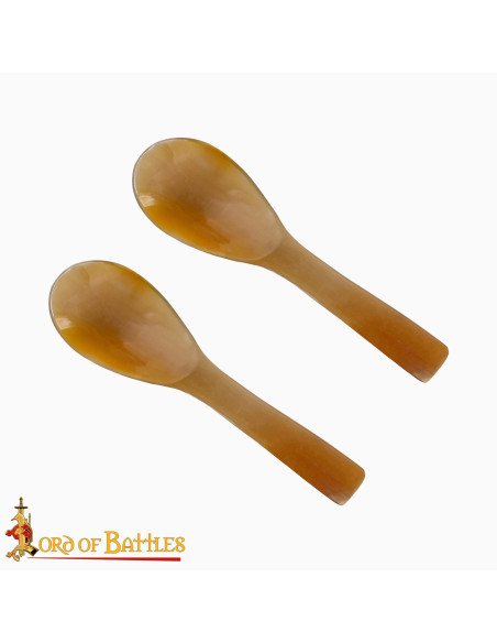 Set of 2 real horn spoons (12.7 cm.)
