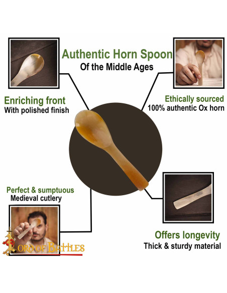 Set of 2 real horn spoons (12.7 cm.)