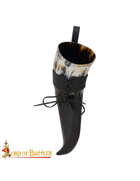 Viking drinking horn with black...