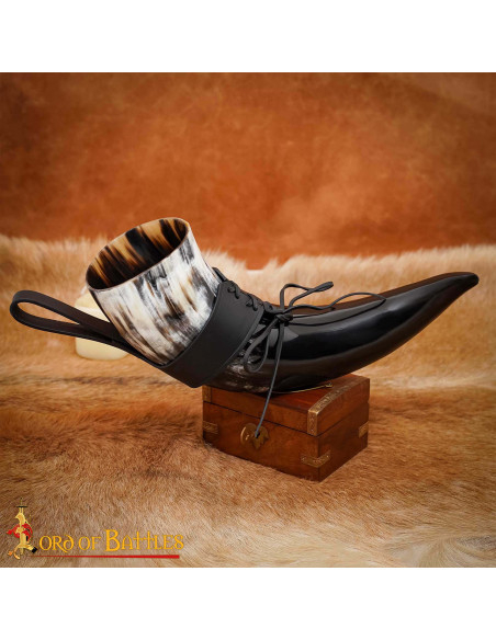 Viking drinking horn with black...