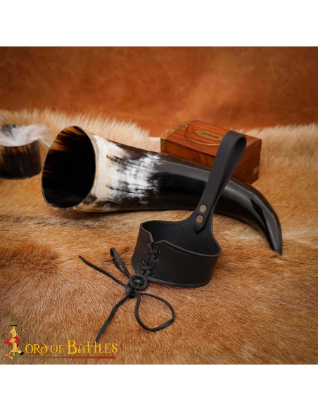 Viking drinking horn with black...
