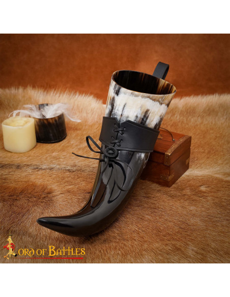 Viking drinking horn with black...