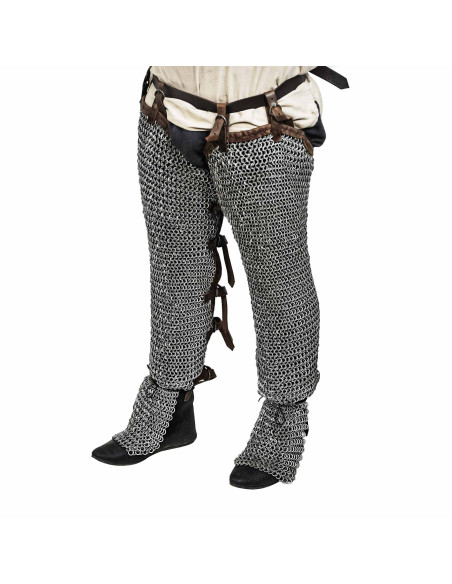 Mild steel chain mail legs, riveted...