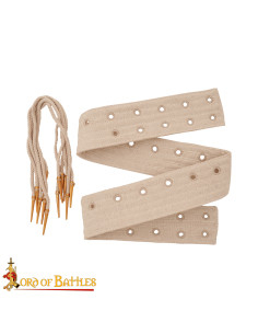 Medieval padded belt with laces, natural color