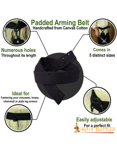 Medieval Padded Belt with Laces, Black 2