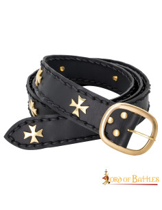 Medieval leather belt Crusaders, black color