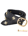 Medieval leather belt Crusaders, black color