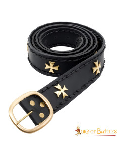 Medieval leather belt Crusaders, black color 2