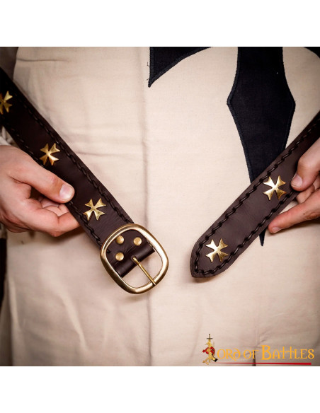 Medieval leather belt Crusaders,...