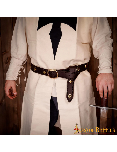 Medieval leather belt Crusaders,...