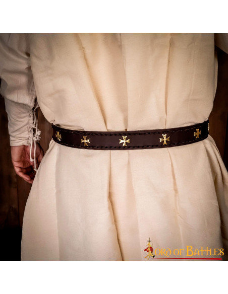 Medieval leather belt Crusaders,...