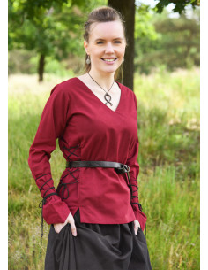 Medieval blouse model Aila in cotton, red color 2