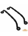 Set of 2 rustic medieval wrought iron handles (16.5 cm.)