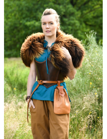 Medieval leather corset, brown color
