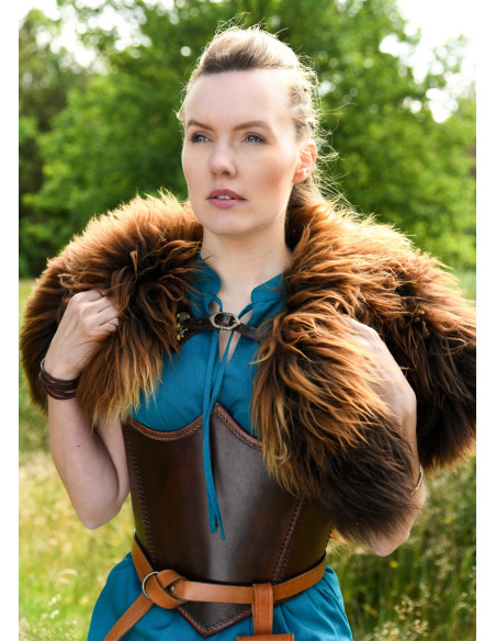 Medieval leather corset, brown color