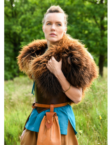 Medieval leather corset, brown color