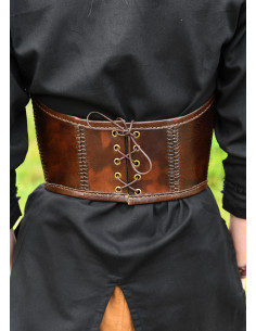 Medieval decorated leather corset, brown color 2
