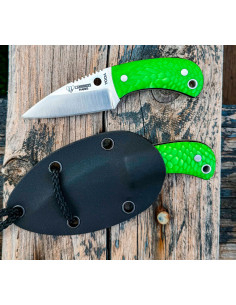 Yoda Juma knives green handle by Cudeman, Kydex sheath