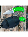 Yoda Juma knives green handle by Cudeman, Kydex sheath