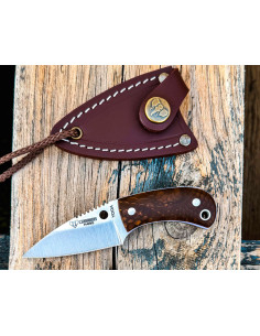 Yoda Juma knives brown handle by Cudeman, leather sheath