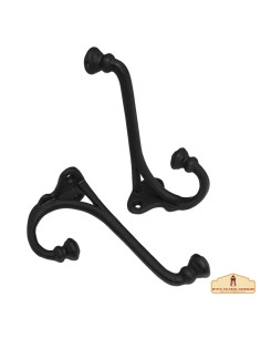 Set of 2 rustic cast iron wall hooks (9 cm.)