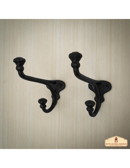 Set of 2 rustic cast iron wall hooks...