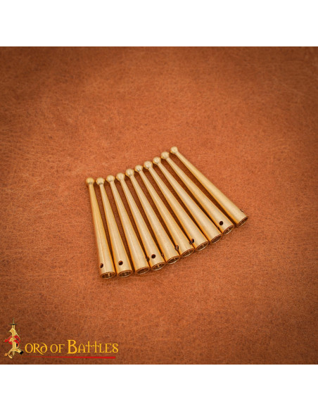 Set of 10 medieval brass aglets with... Set of 10 medieval brass aglets with...