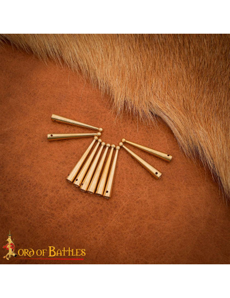 Set of 10 medieval brass aglets with... Set of 10 medieval brass aglets with...