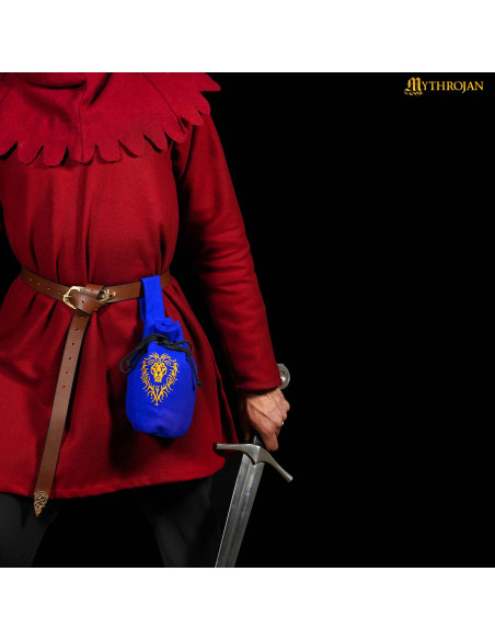 Medieval begging bag in lion design...