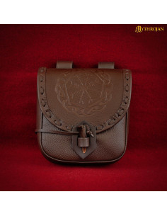 Nordic bag embossed leather Aegishjalmur symbol, brown