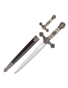 Medieval decorative dagger with sheath, dark finish (35 cm.)