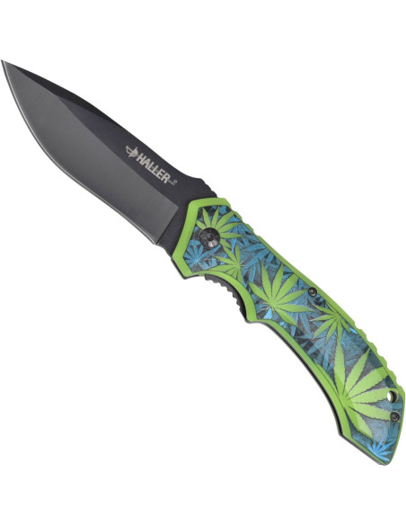 Marijuana design field knife (9.5 cm.)