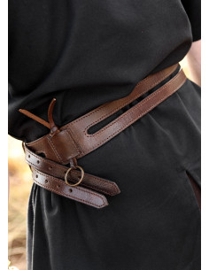 Unisex double medieval belt, in leather 2