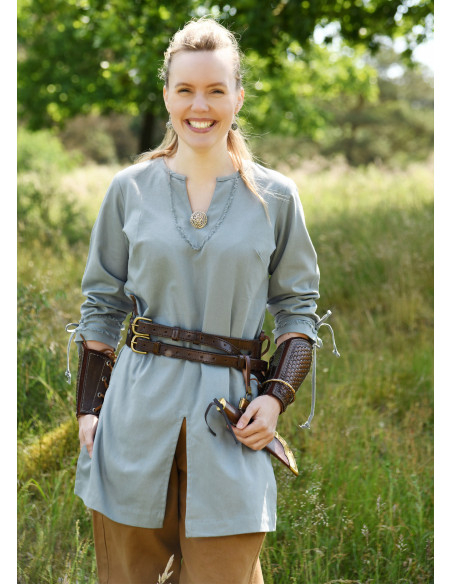 Unisex double medieval belt, in leather
