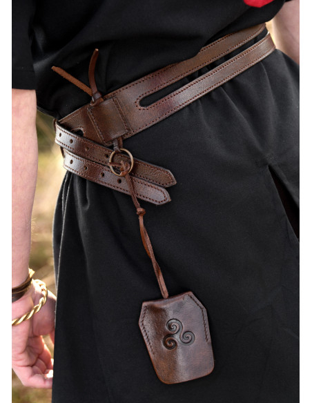 Unisex double medieval belt, in leather