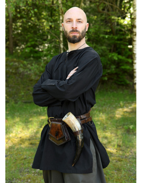 Unisex double medieval belt, in leather